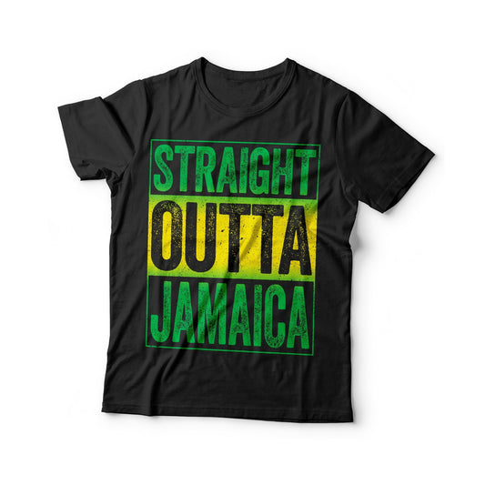 Straight Outta Jamaica T-Shirt - Unisex Funny Mens Jamaican Roots Shirt - Caribbean Cruise Party TShirt for Vacation Birthday Christmas