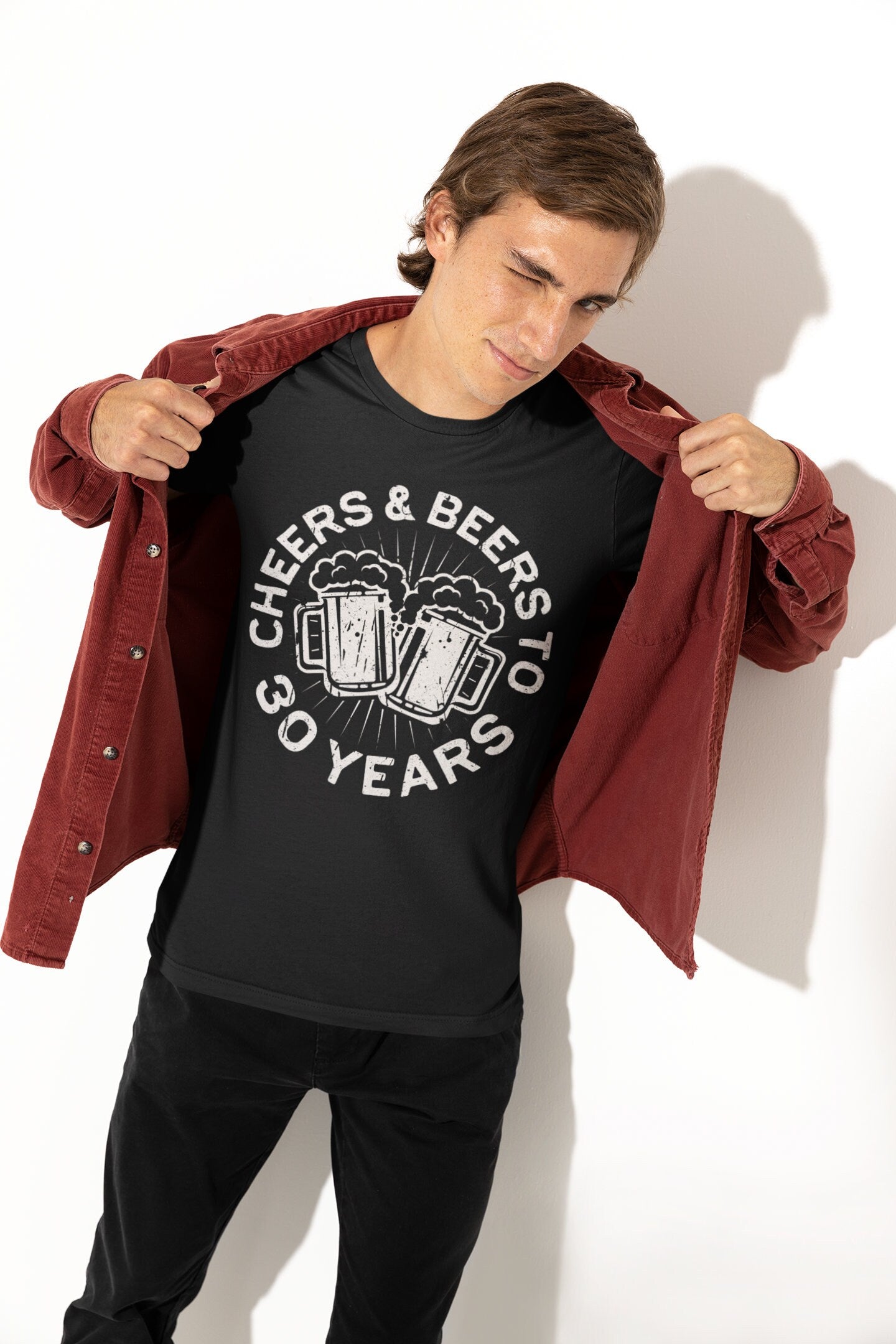 Cheers And Beers To 30 Years T-Shirt - Unisex Funny 30 AF Mens 30th Birthday Shirt - Born in 1995 Gift Vintage TShirt BDay Christmas Day