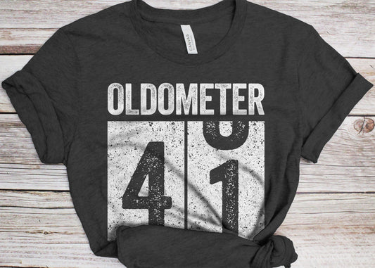 Oldometer 41 T-Shirt - Unisex Funny 41 AF Mens 41st Birthday Shirt - Born in 1984 Gift Vintage TShirt