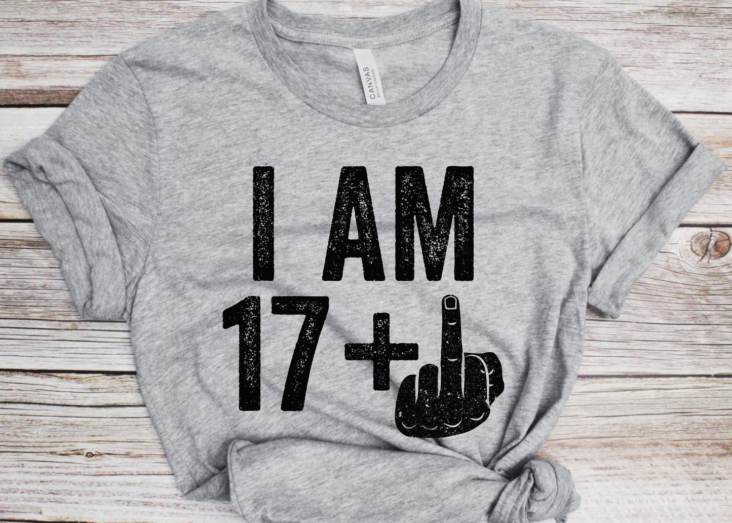 I Am 17 Plus Middle Finger T-Shirt - Unisex Funny 18 AF Mens 18th Birthday Shirt - Joke Born in 2007 Gift Vintage TShirt for BDay Party