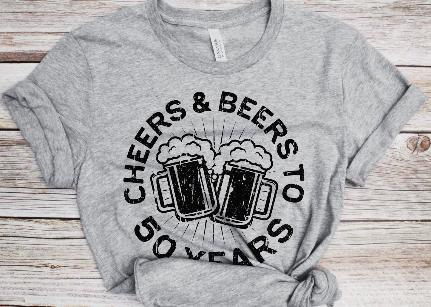 Cheers And Beers To 50 Years T-Shirt - Unisex Funny 50 AF Mens 50th Birthday Shirt - Born in 1975 Gift Vintage TShirt BDay Christmas Day