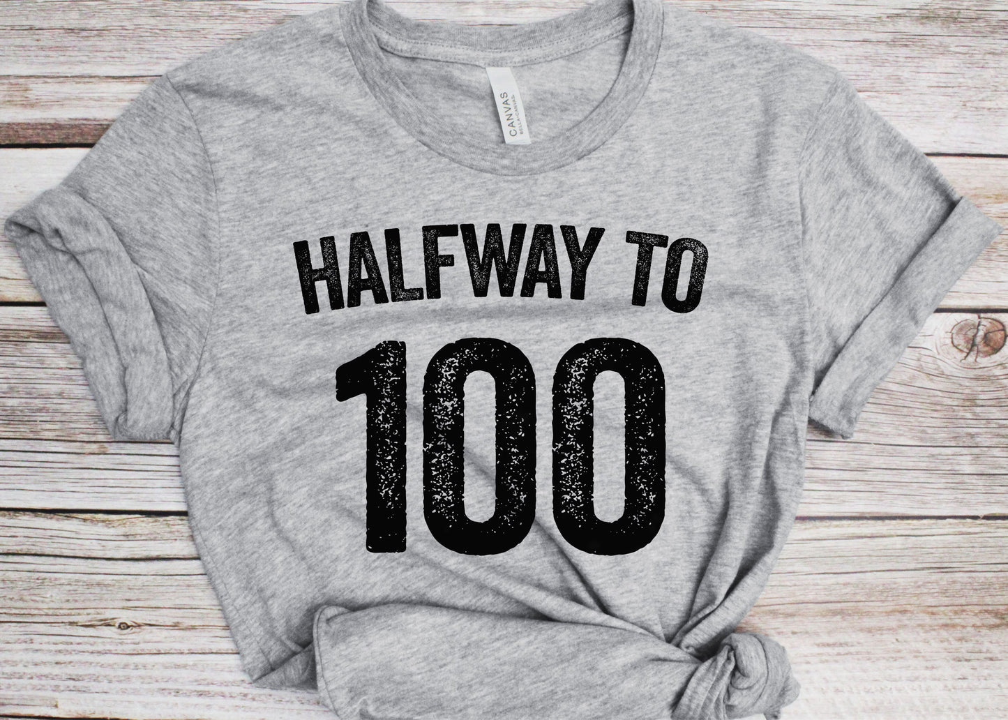 Halfway to 100 T-Shirt - Unisex Funny Mens 50th Birthday Shirt - Born in 1975 Gift Vintage TShirt for Father's Day BDay Christmas