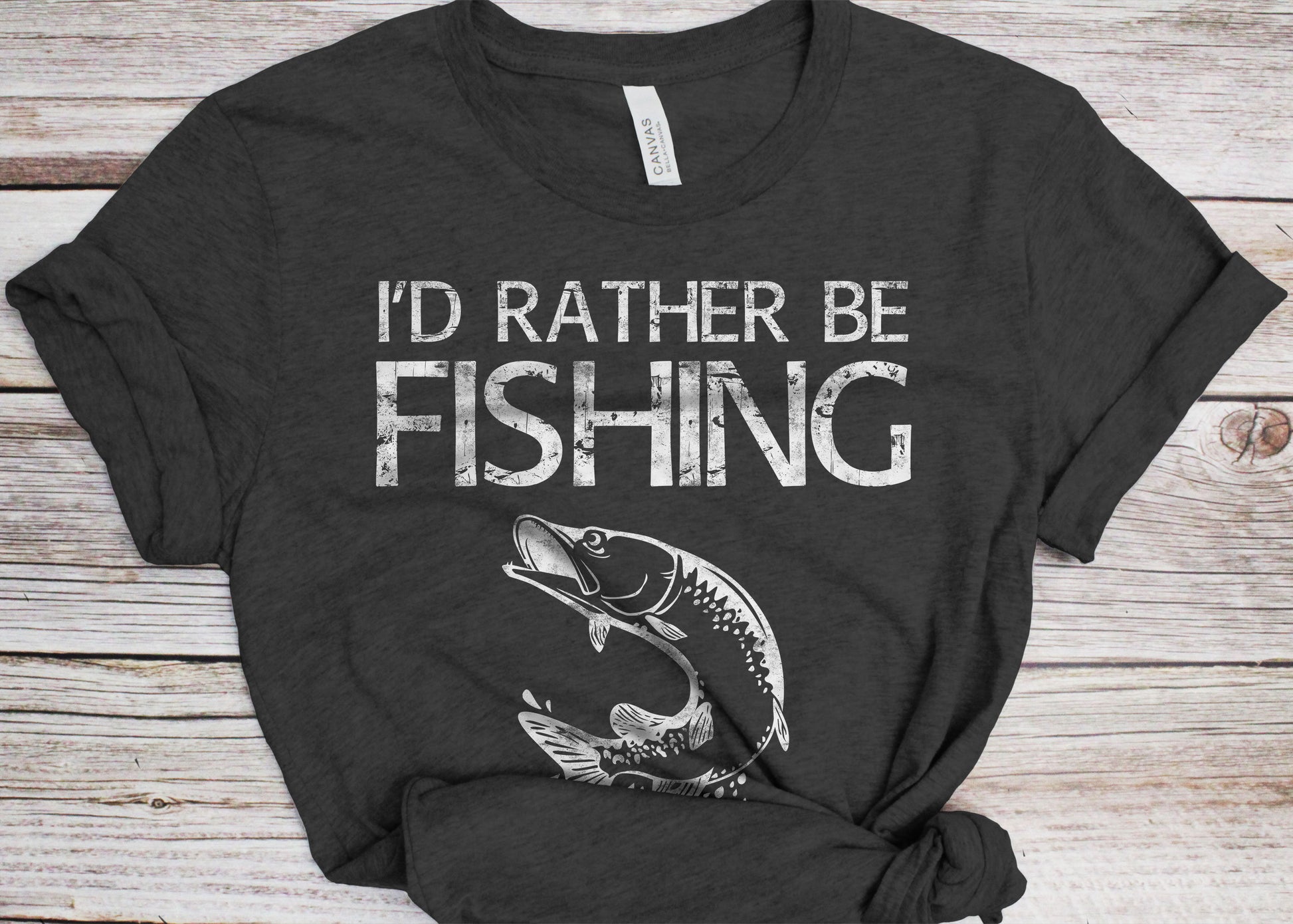 I'd Rather Be Fishing T-Shirt - Unisex Funny Mens Fishing Shirt - Fisherman Gift TShirt for Father's Day Christmas Birthday Father's Day