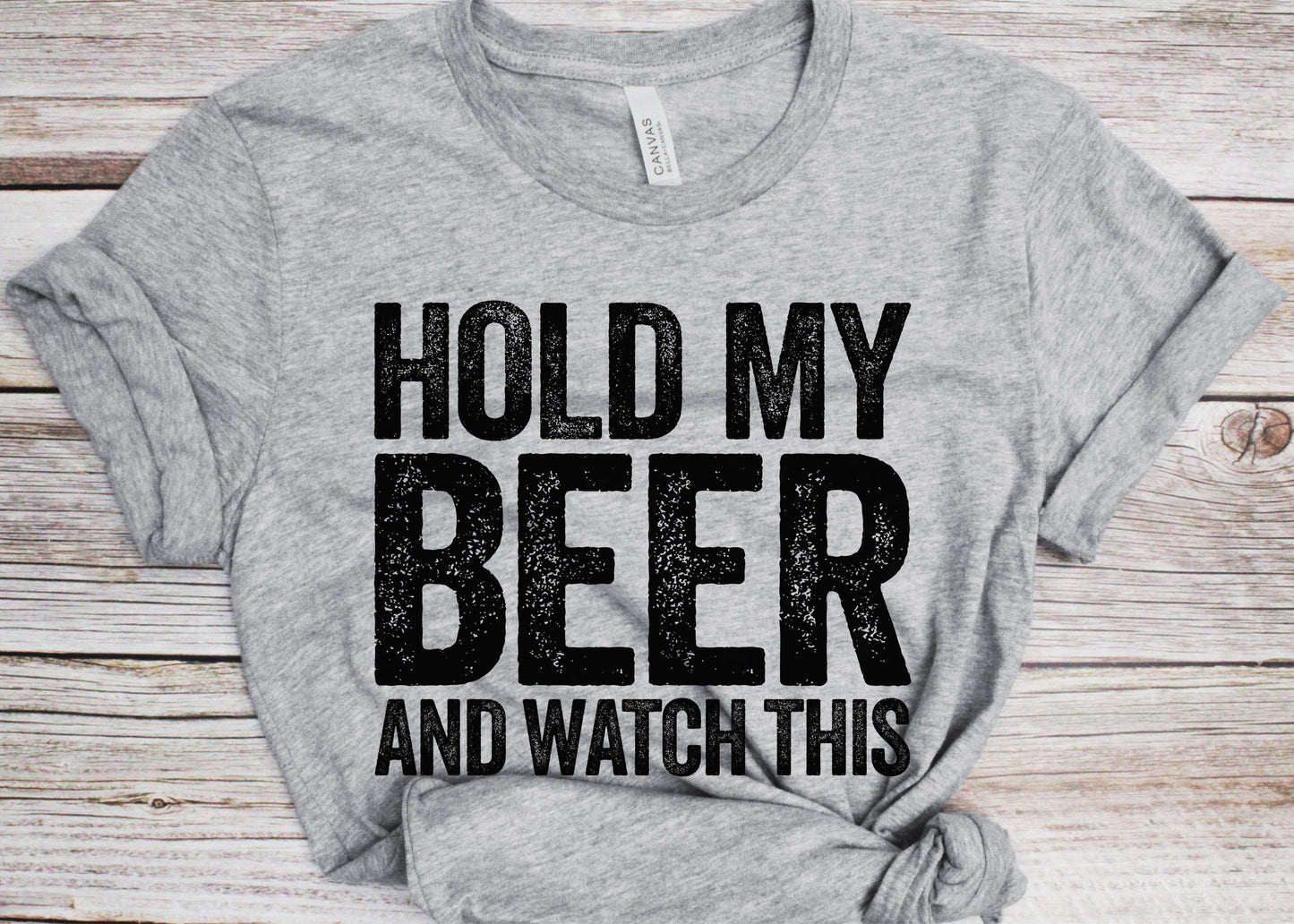 Hold My Beer And Watch This T-Shirt - Unisex Funny Mens Drinking Shirt - Vintage Craft Beer TShirt Gift for Father's Day Christmas Birthday