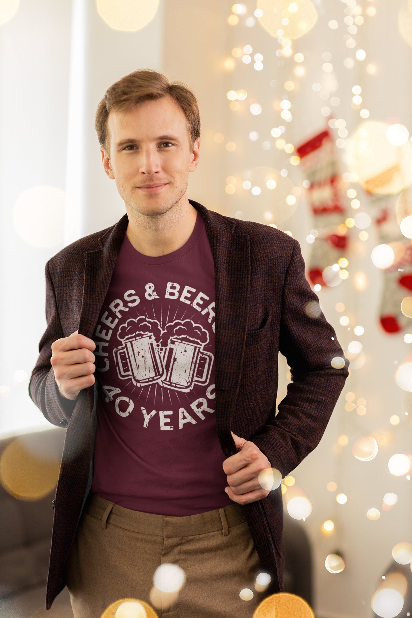 Cheers And Beers To 40 Years T-Shirt - Unisex Funny 40 AF Mens 40th Birthday Shirt - Born in 1985 Gift Vintage TShirt BDay Christmas Day