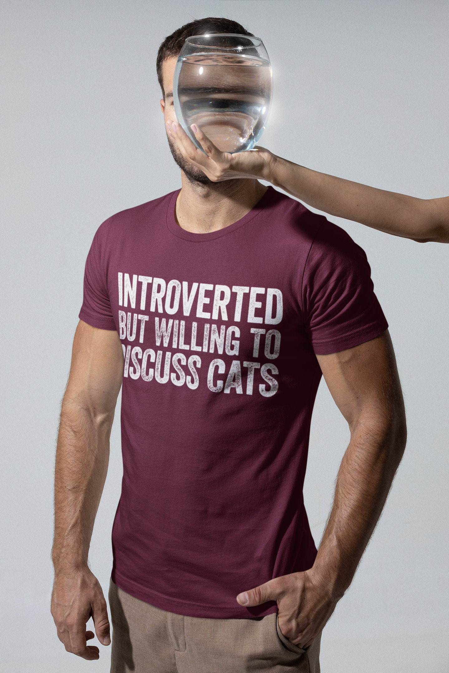 Introverted But Willing To Discuss Cats T-Shirt - Unisex Funny Introvert Cat Owner Shirt - Vintage Cats Lover Gift TShirt for Birthday