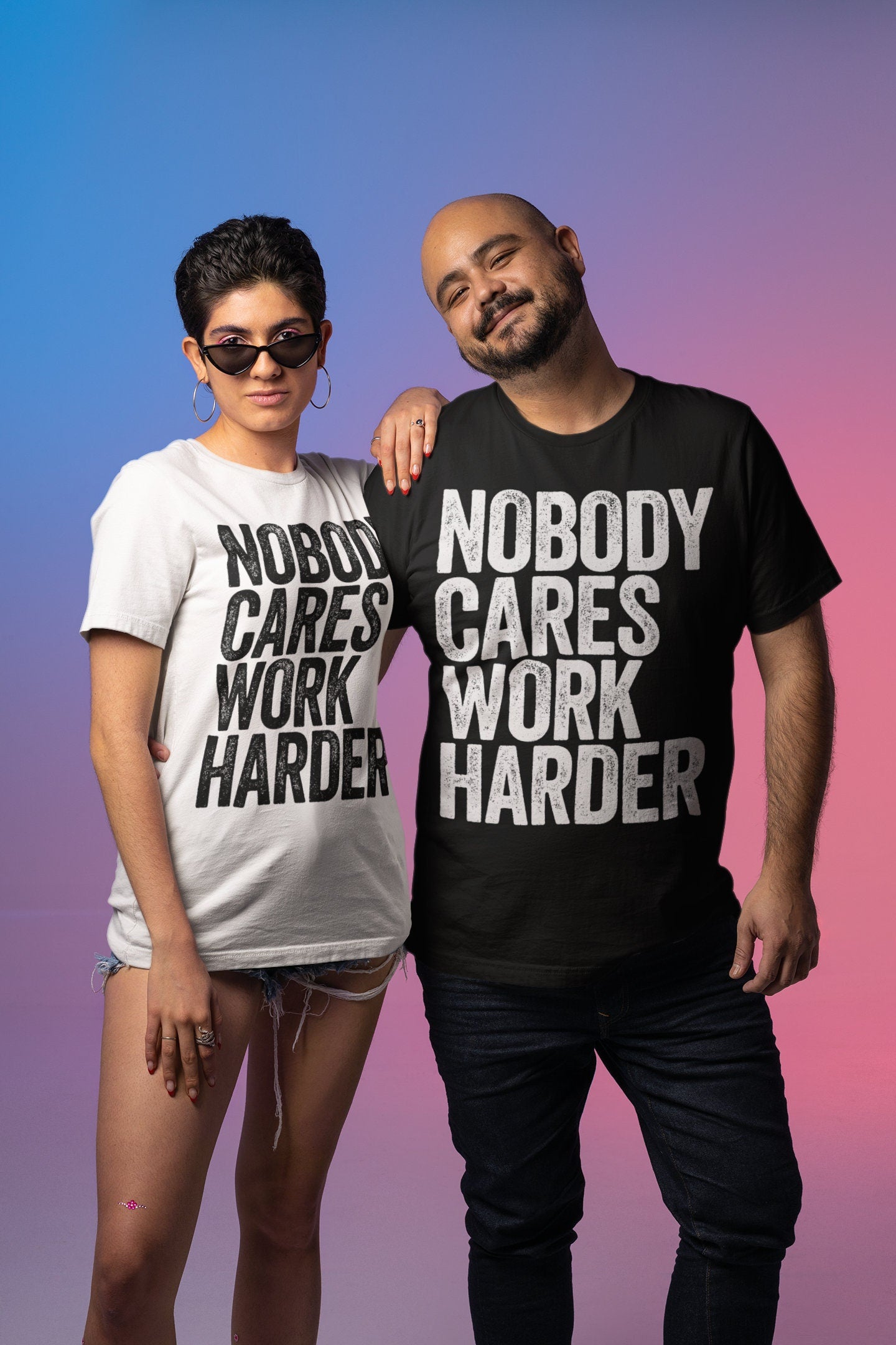 Nobody Cares Work Harder T-Shirt - Unisex Funny Mens Strongman Lifter Shirt - Fitness Workout Gym TShirt for Father's Day Christmas