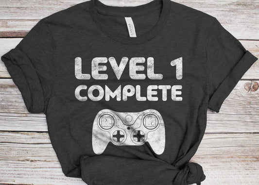 Level 1 Complete T-Shirt - Funny Unisex 1st Wedding Anniversary Shirt - Vintage Married Since 2024 Gift TShirt for Father's Day Christmas