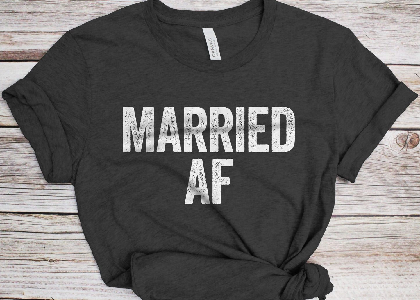 Married AF T-Shirt - Unisex Funny Mens Couples Husband Wife Shirt - Vintage Wifey Hubby Gift TShirt for Honeymoon, Wedding Anniversary