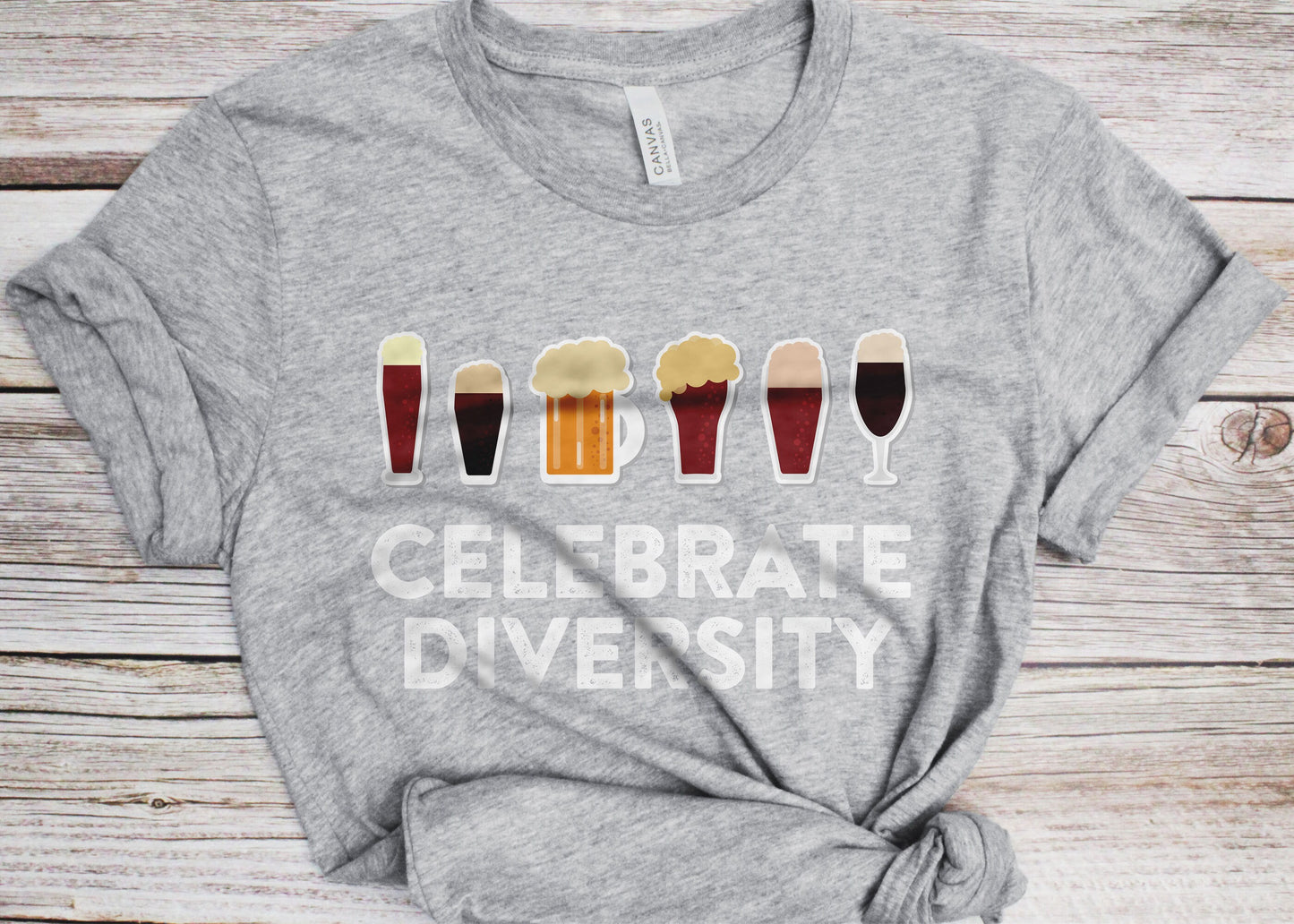 Celebrate Diversity T-Shirt - Unisex Funny Mens Drinking Shirt - Vintage Craft Beer TShirt Gift for Father's Day Christmas Birthday Festival