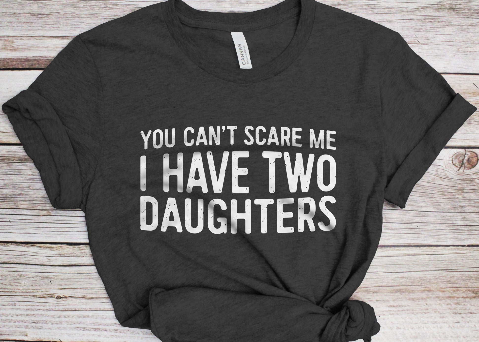 You Can't Scare Me I Have Two Daughters T-Shirt - Funny Mens 2 Daughters Dad Shirt - Vintage Daddy TShirt for Father's Day Christmas