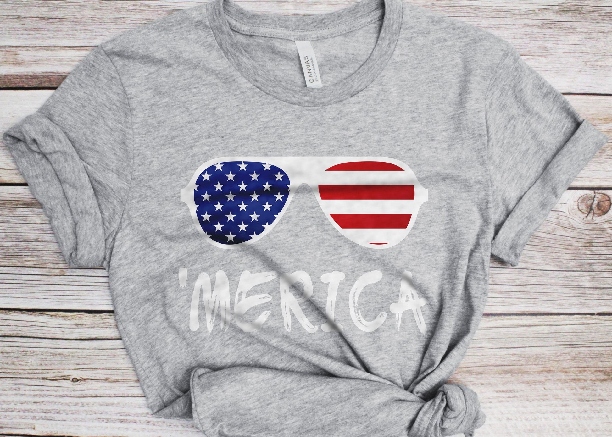 Merica Sunglasses T-Shirt - Unisex Mens Funny USA Flag Aviators Shirt - Vintage 'Merica Glasses TShirt Gift for Independence Day 4th of July