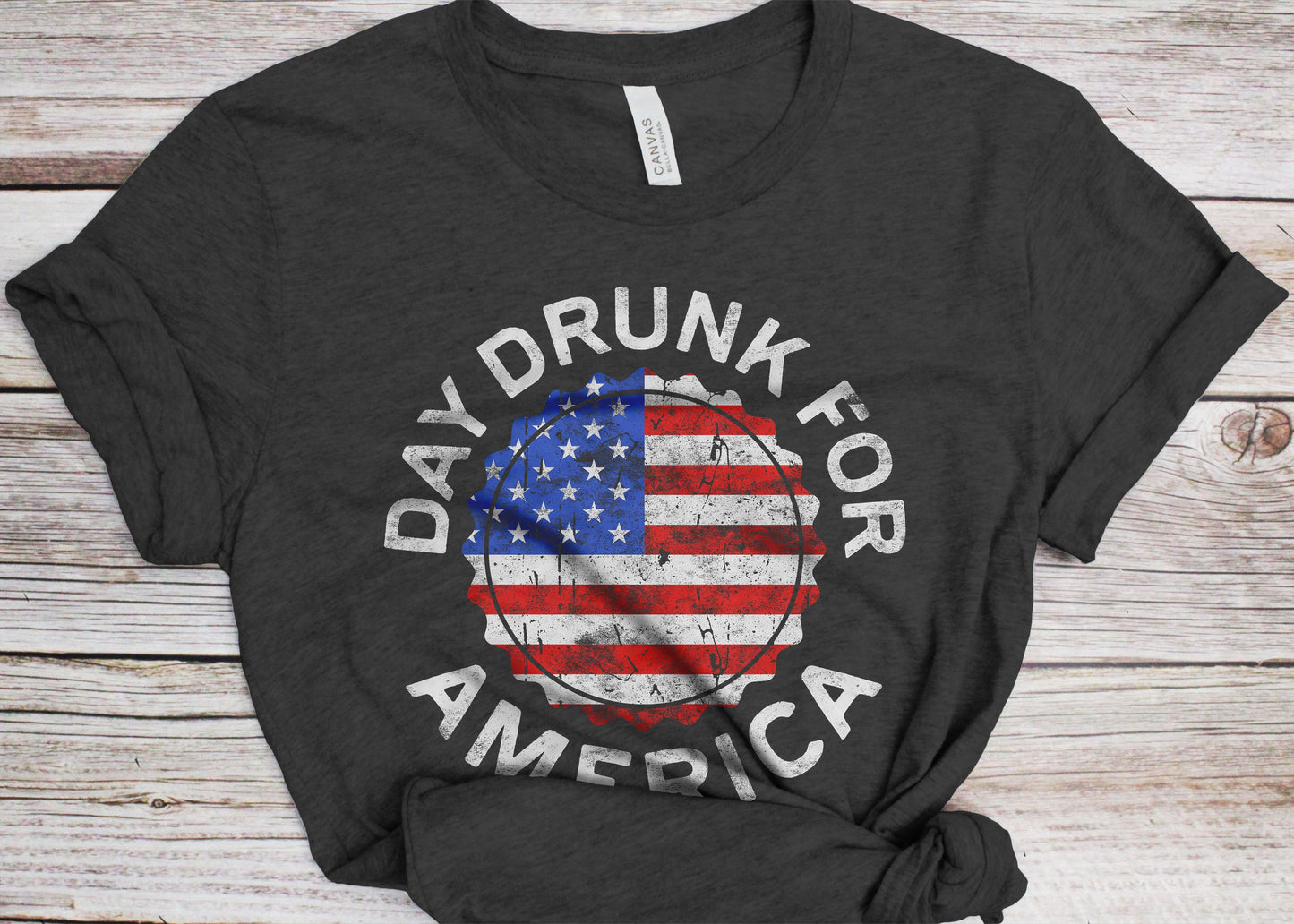 Day Drunk For America T-Shirt - Unisex Mens Funny America Shirt - Vintage USA Drinking Team TShirt Gift for Independence Day 4th of July