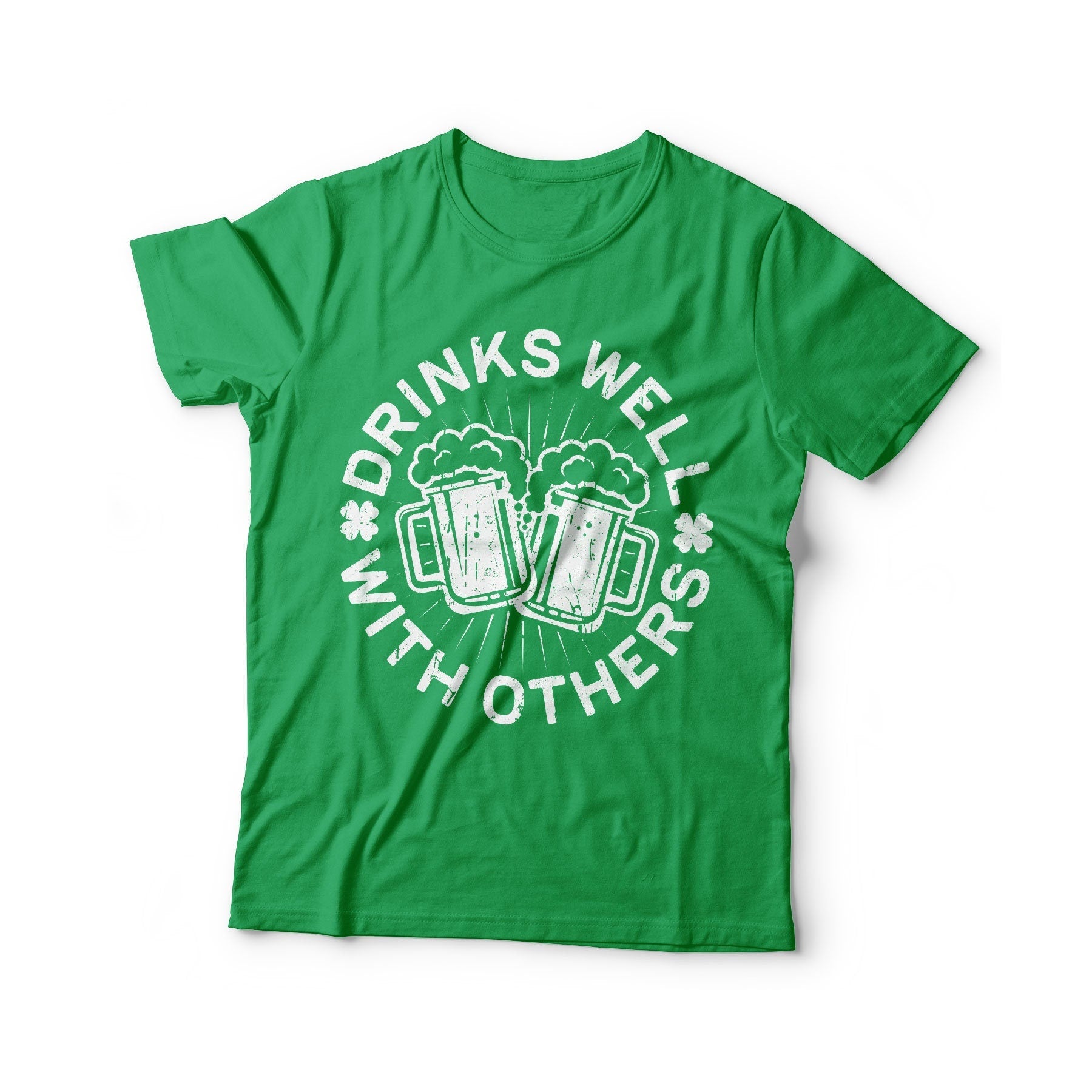 Drinks Well With Others T-Shirt - Unisex Mens Funny Drinking Shirt - Vintage Weekend Craft Beer TShirt Gift for St Patrick's Day 2025