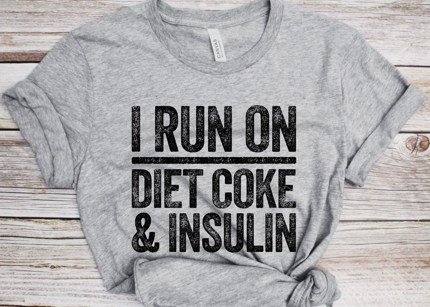 I Run On Diet Coke And Insulin T-Shirt - Unisex Funny Diabetic Support Shirt - Vintage Diabetes Awareness TShirt for BDay Christmas