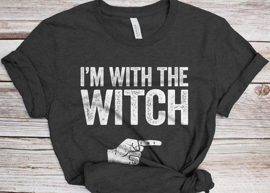 I'm With The Witch T-Shirt - Unisex Mens Funny Halloween Costume Shirt - Easy Halloween or Christmas Day Costume Gift TShirt 2025