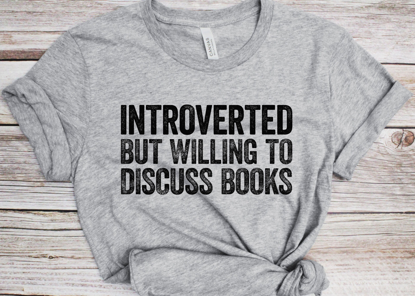 Introverted But Willing To Discuss Books T-Shirt - Unisex Funny Librarian Bookworm Shirt - Vintage Books Lover Gift TShirt for Birthday