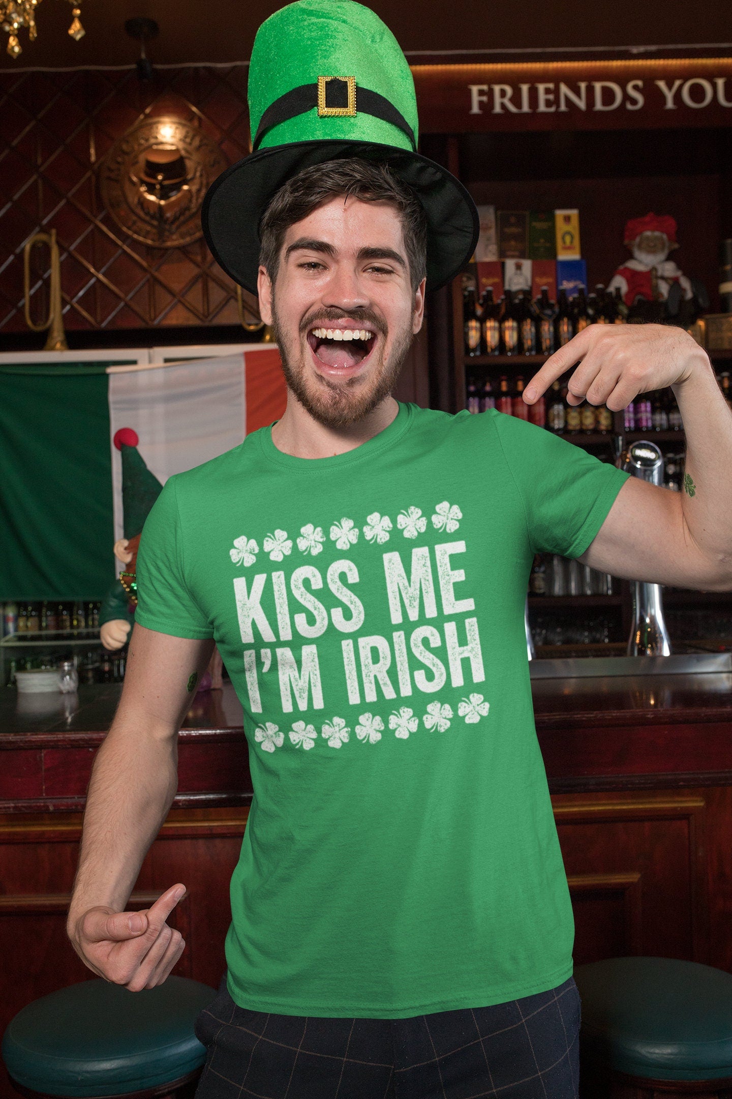 Kiss Me I'm Irish T-Shirt - Unisex Funny Drinking Squad Shirt - Matching Vintage Shenanigator TShirt Gift for St Patrick's Day 2025