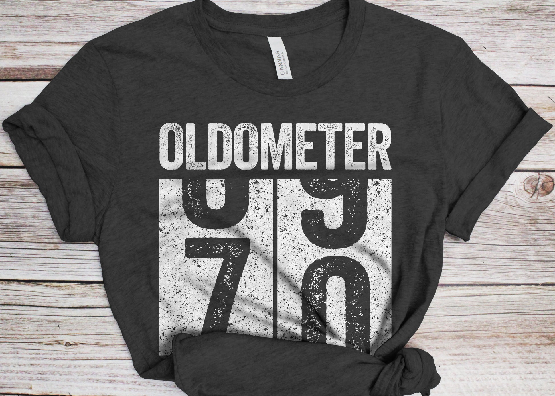 Oldometer 70 T-Shirt - Unisex Funny 70 AF Mens 70th Birthday Shirt - Born in 1955 Gift Vintage BDay TShirt