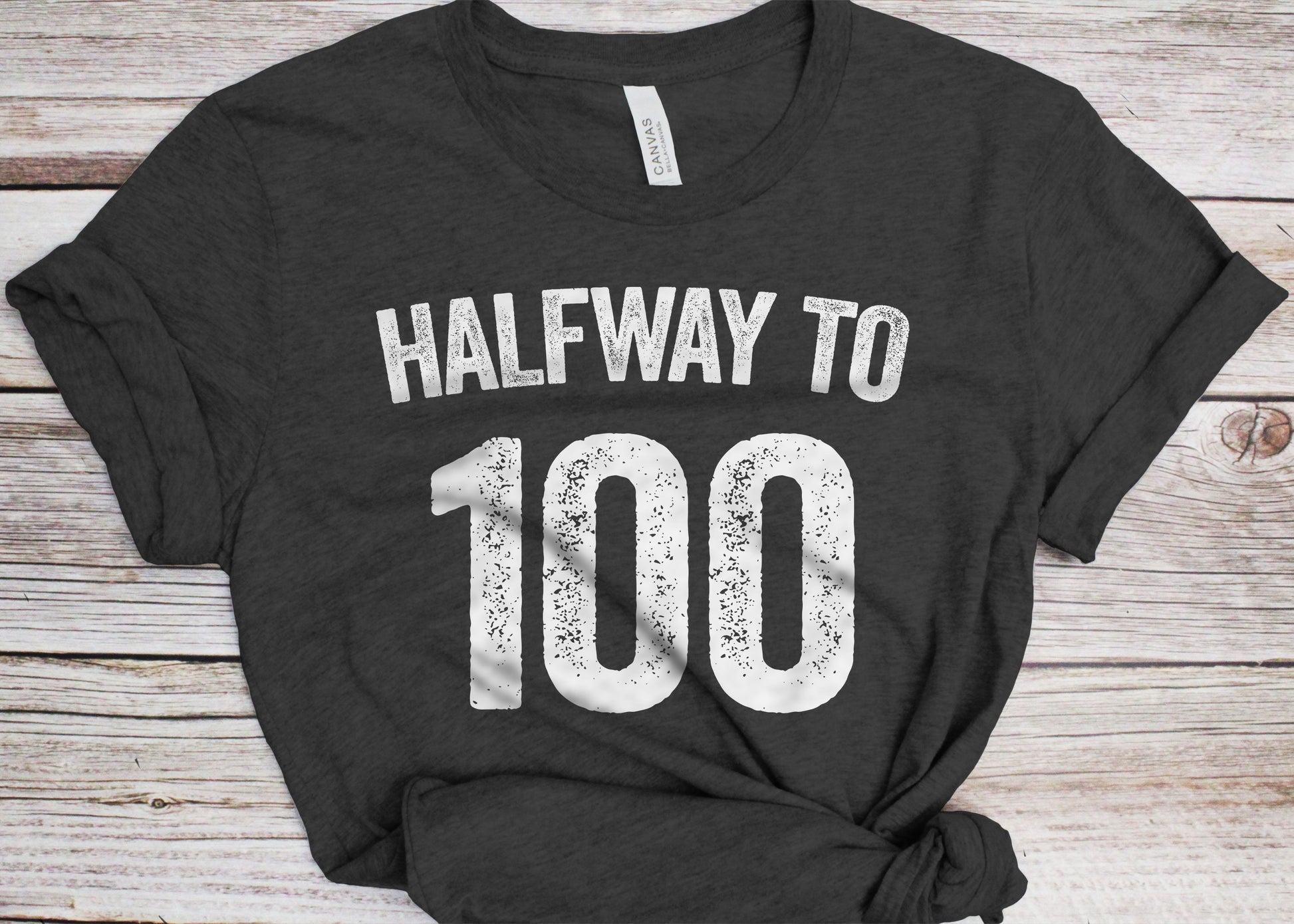 Halfway to 100 T-Shirt - Unisex Funny Mens 50th Birthday Shirt - Born in 1975 Gift Vintage TShirt for Father's Day BDay Christmas