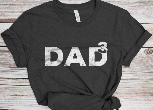 Dad Cubed T-Shirt - Unisex Funny Mens Best Husband Ever Shirt - Vintage Dad of Three TShirt for Father's Day Christmas BDay