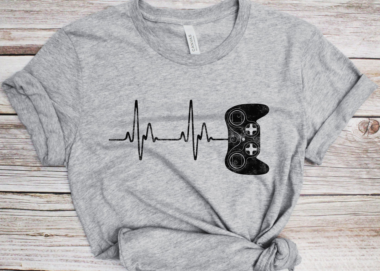 Gamer Heartbeat T-Shirt - Unisex Funny Birthday Video Game Controller Shirt - Gaming Gift TShirt for Nerd Geek Gaimer