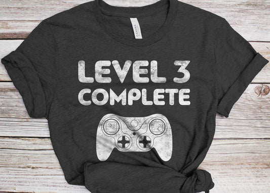 Level 3 Complete T-Shirt - Funny Mens 3rd Wedding Anniversary Shirt - Vintage Married Since 2020 Gift TShirt for Father's Day Christmas