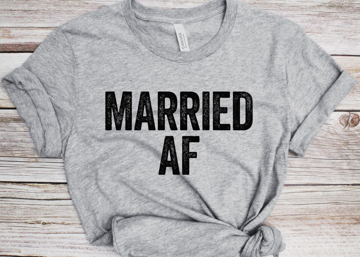 Married AF T-Shirt - Unisex Funny Mens Couples Husband Wife Shirt - Vintage Wifey Hubby Gift TShirt for Honeymoon, Wedding Anniversary