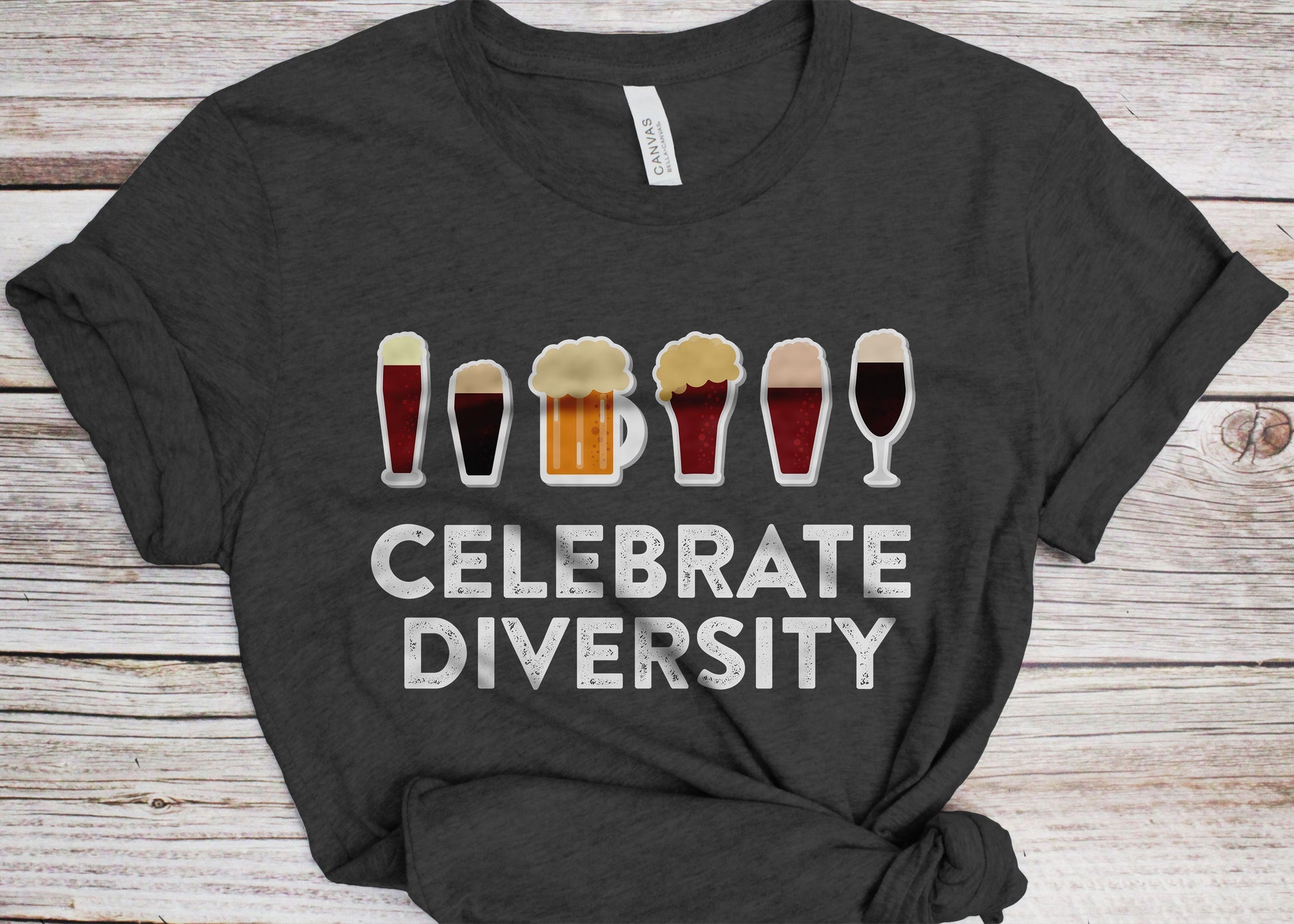 Celebrate Diversity T-Shirt - Unisex Funny Mens Drinking Shirt - Vintage Craft Beer TShirt Gift for Father's Day Christmas Birthday Festival