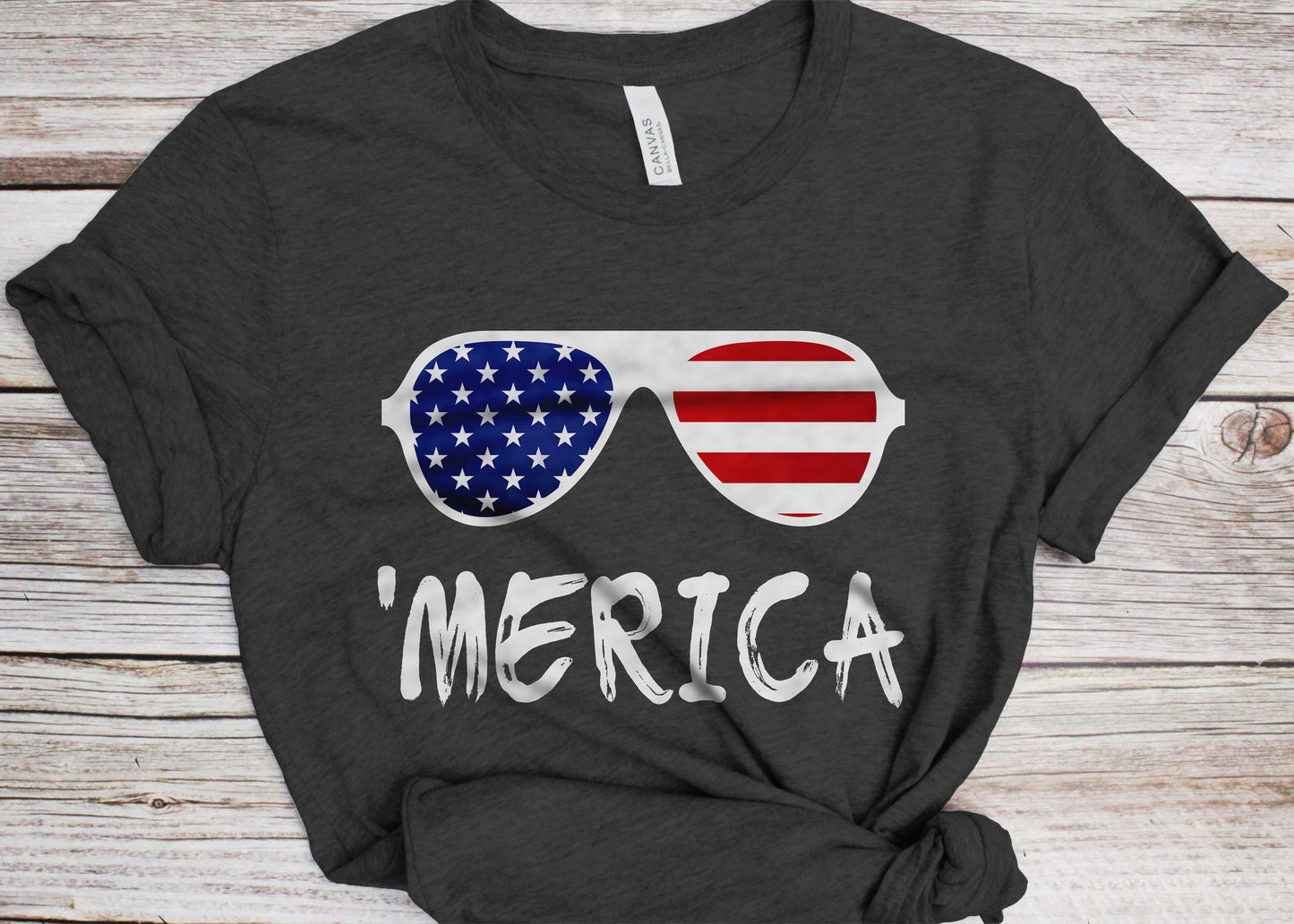 Merica Sunglasses T-Shirt - Unisex Mens Funny USA Flag Aviators Shirt - Vintage 'Merica Glasses TShirt Gift for Independence Day 4th of July