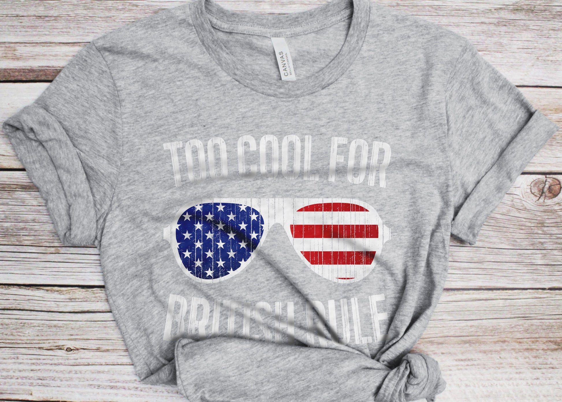 Too Cool For British Rule T-Shirt - Unisex Mens Funny America Shirt - Vintage USA Sunglasses TShirt Gift for Independence Day 4th of July