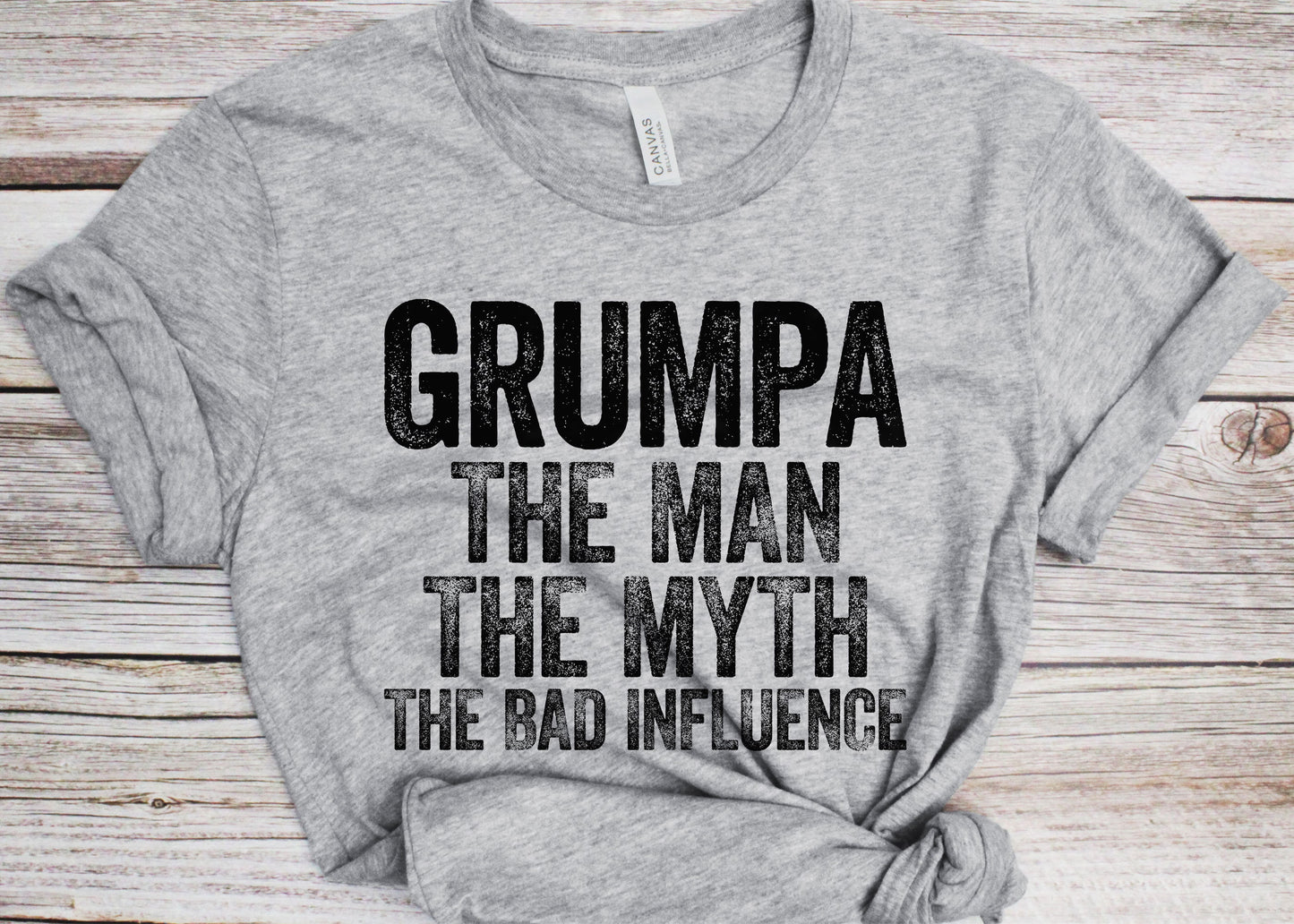 Grumpa The Man The Myth The Bad Influence T-Shirt - Unisex Funny Mens Papa Dad Shirt - Vintage Grumpa TShirt for Father's Day Christmas