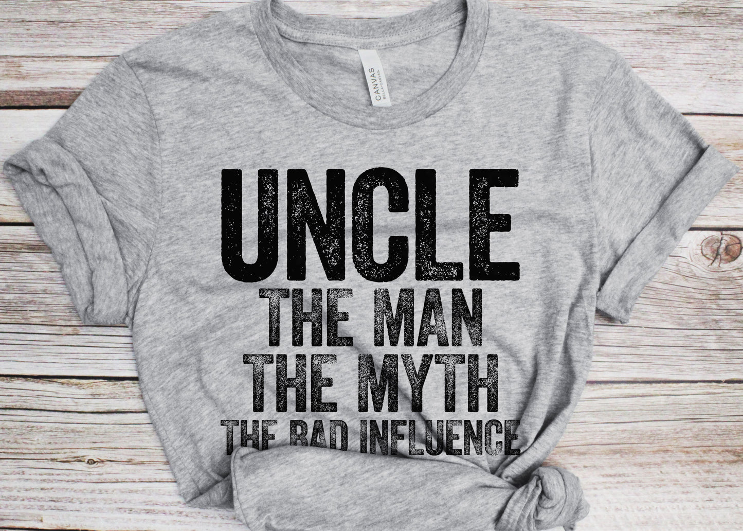 Uncle The Man The Myth The Bad Influence T-Shirt - Funny Mens Best Papa Shirt - Vintage Grandpa Uncle TShirt for Father's Day Christmas