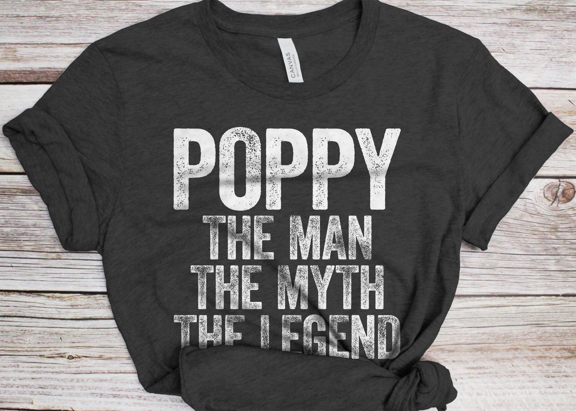 Poppy The Man The Myth The Legend T-Shirt - Funny Mens Papa Dad Shirt - Vintage Poppy TShirt for Father's Day Christmas