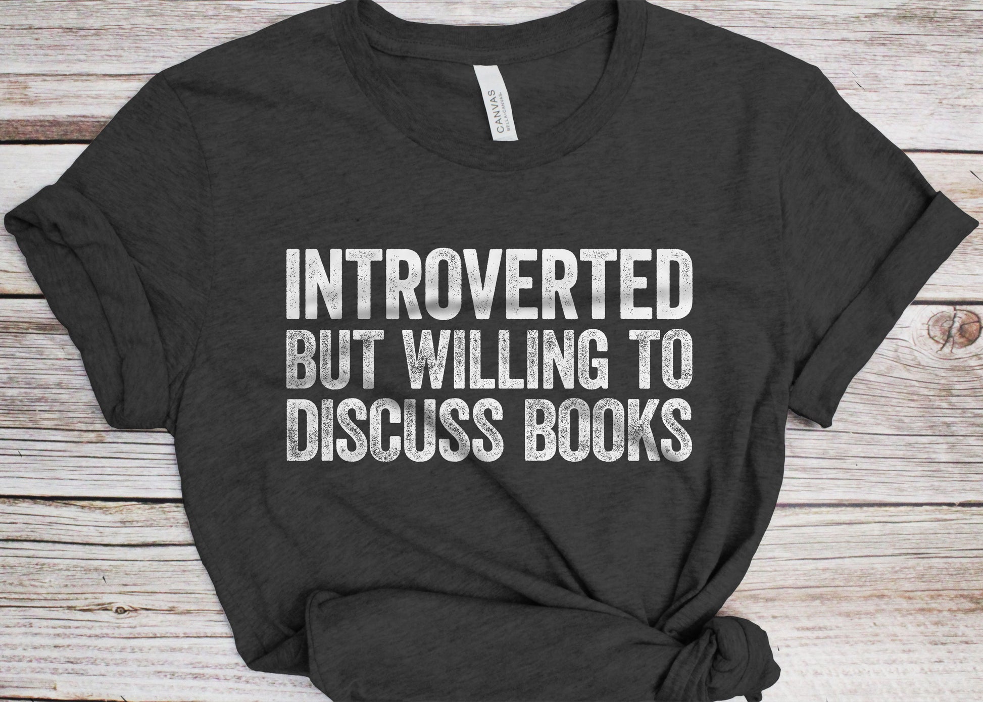 Introverted But Willing To Discuss Books T-Shirt - Unisex Funny Librarian Bookworm Shirt - Vintage Books Lover Gift TShirt for Birthday