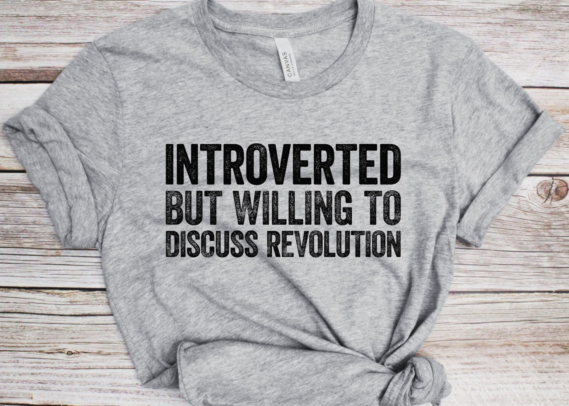 Introverted But Willing To Discuss Revolution T-Shirt - Unisex Funny Political Protest Shirt - Vintage Activist Gift TShirt for Birthday