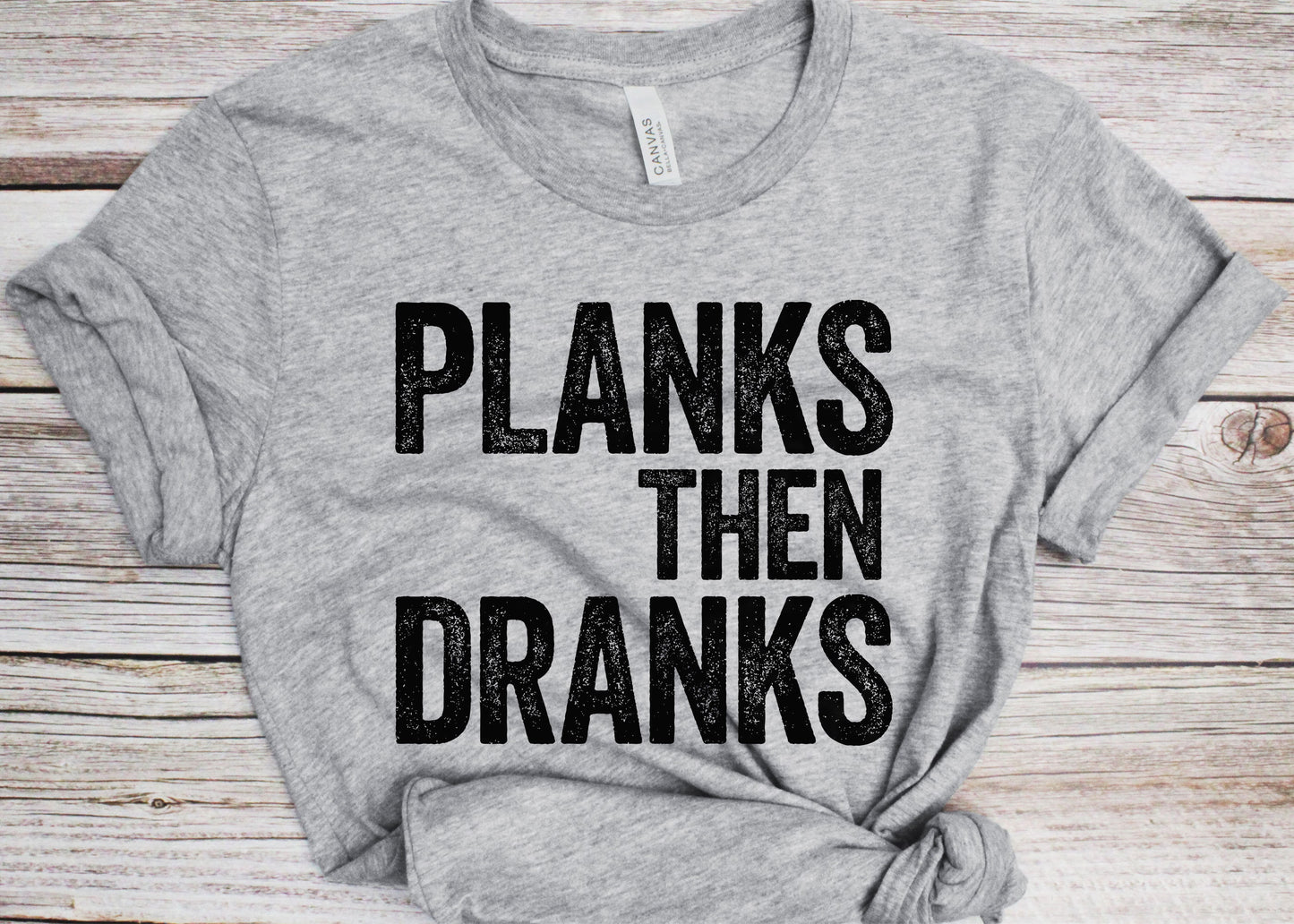 Planks Then Dranks T-Shirt - Unisex Funny Mens Strongman Lifter Shirt - Fitness Workout Gym TShirt for Father's Day Christmas