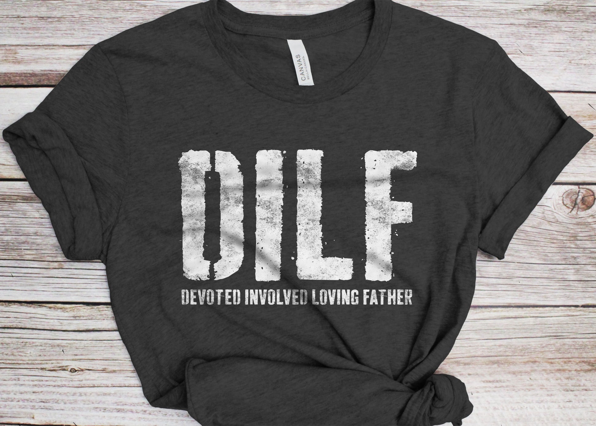 DILF Devoted Involved Loving Father T-Shirt - Unisex Funny Mens Best Papa Dad Shirt - Vintage Grandpa TShirt for Father's Day