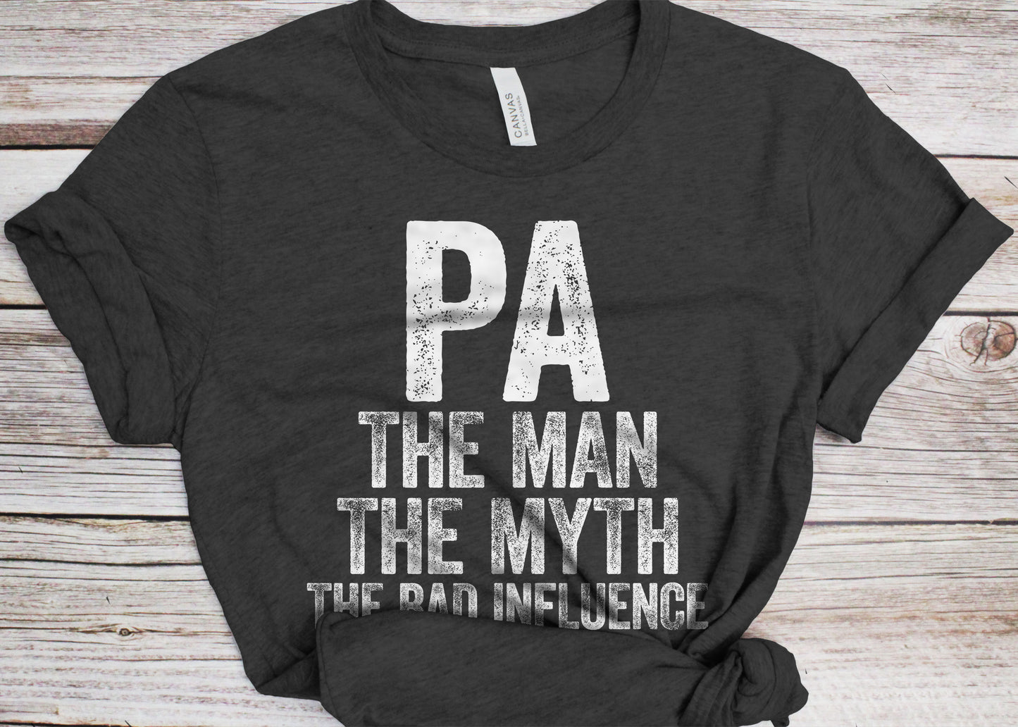 PA The Man The Myth The Bad Influence T-Shirt - Unisex Funny Mens Papa Dad Shirt - Vintage PA TShirt for Father's Day Christmas