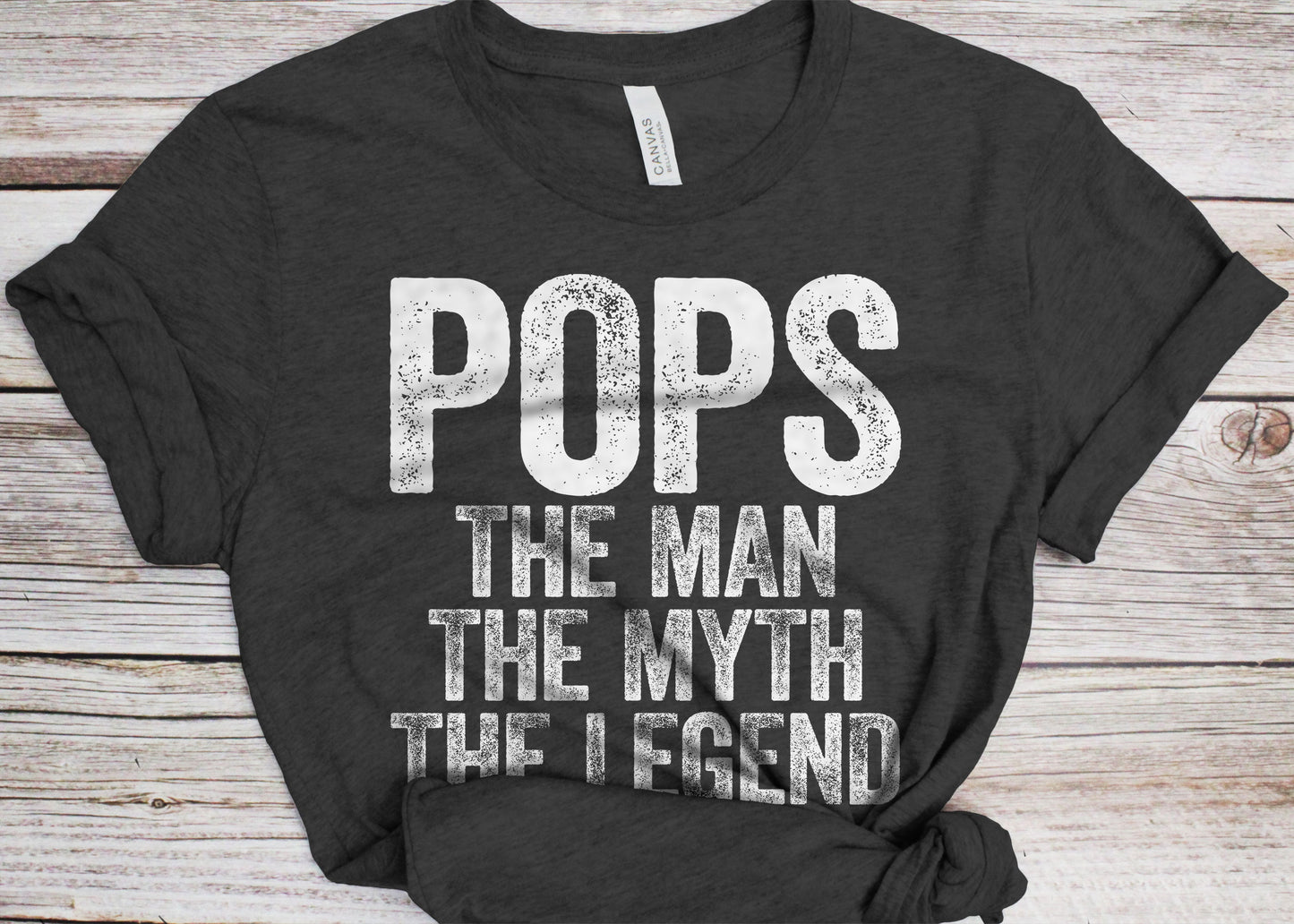 Pops The Man The Myth The Legend T-Shirt - Unisex Funny Mens Papa Dad Shirt - Vintage TShirt for Father's Day Christmas