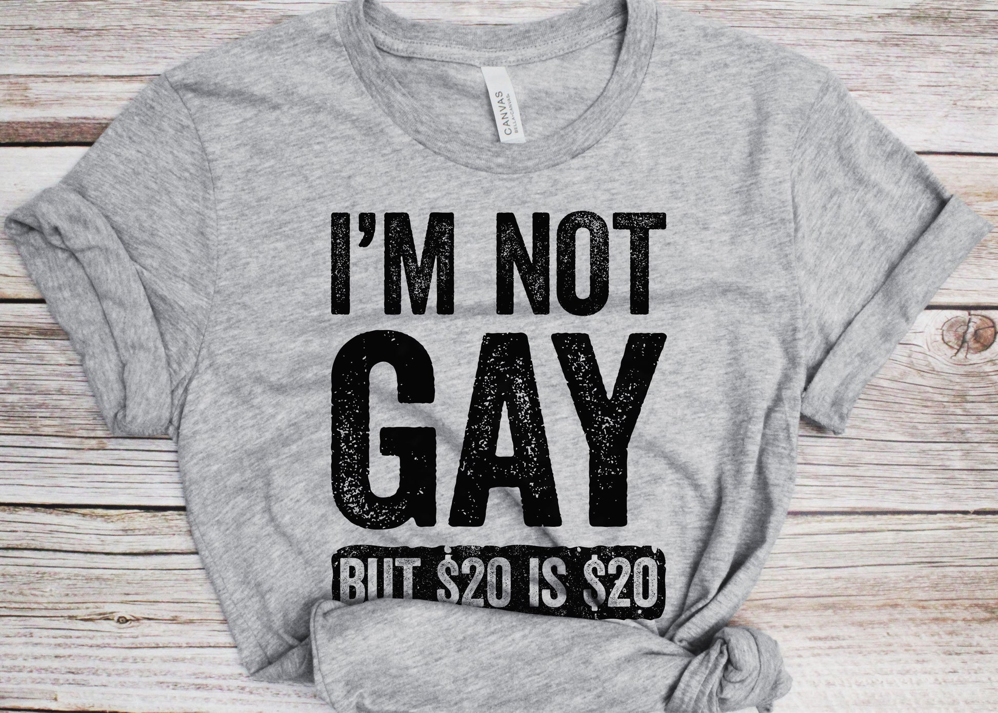 I'm Not Gay But 20 is 20 T-Shirt - Funny Unisex Mens Joke Sarcastic Saying Shirt - Vintage Gag Gift TShirt for Birthday