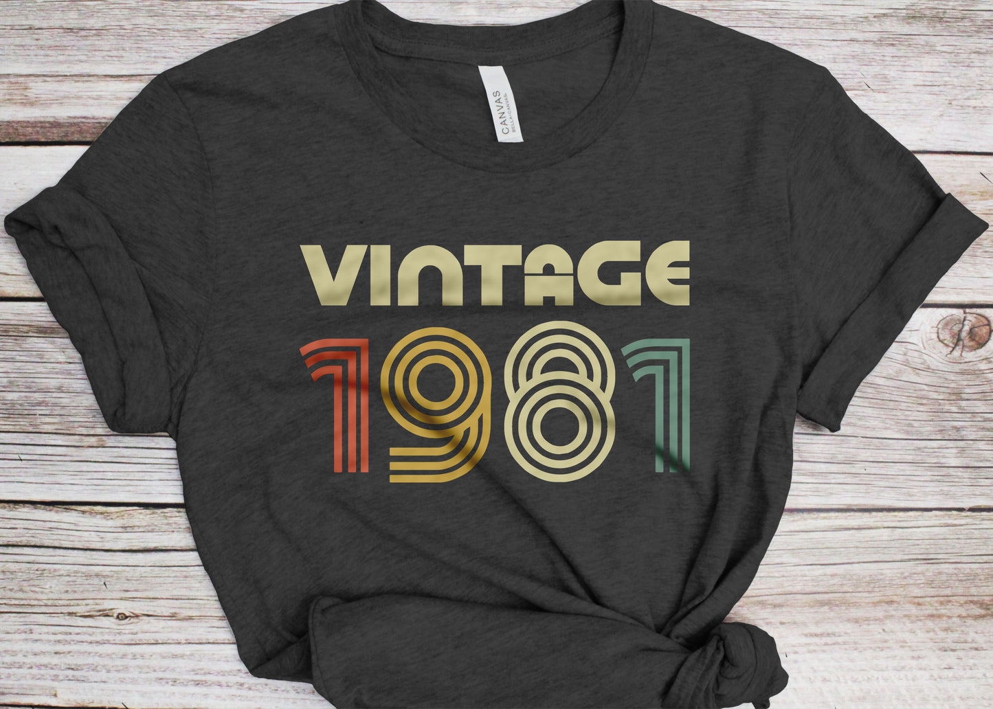 Vintage 1981 T-Shirt - Unisex Women Men Funny Retro Font 44th Birthday Shirt - Vintage 1981 Gift TShirt for BDay Party Christmas