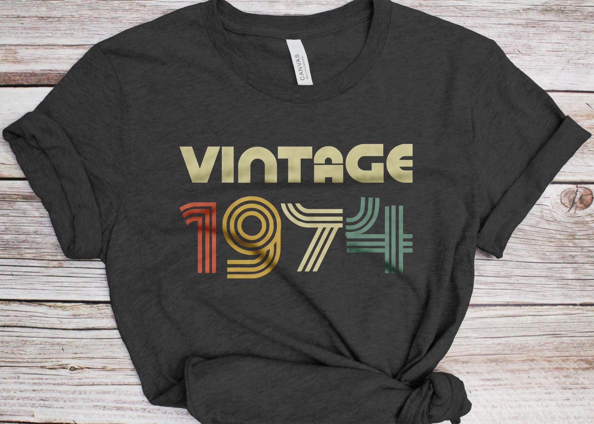 Vintage 1974 T-Shirt - Unisex Women Men Funny Retro Font 51th Birthday Shirt - Vintage 1974 Gift TShirt for BDay Party Christmas