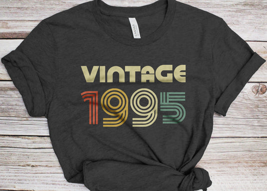 Vintage 1995 T-Shirt - Unisex Women Men Funny Retro Font 30th Birthday Shirt - Vintage 1995 Gift TShirt for BDay Party Christmas