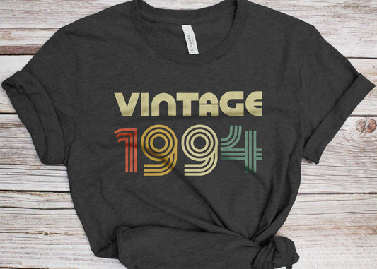 Vintage 1994 T-Shirt - Unisex Women Men Funny Retro Font 31st Birthday Shirt - Vintage 1994 Gift TShirt for BDay Party Christmas