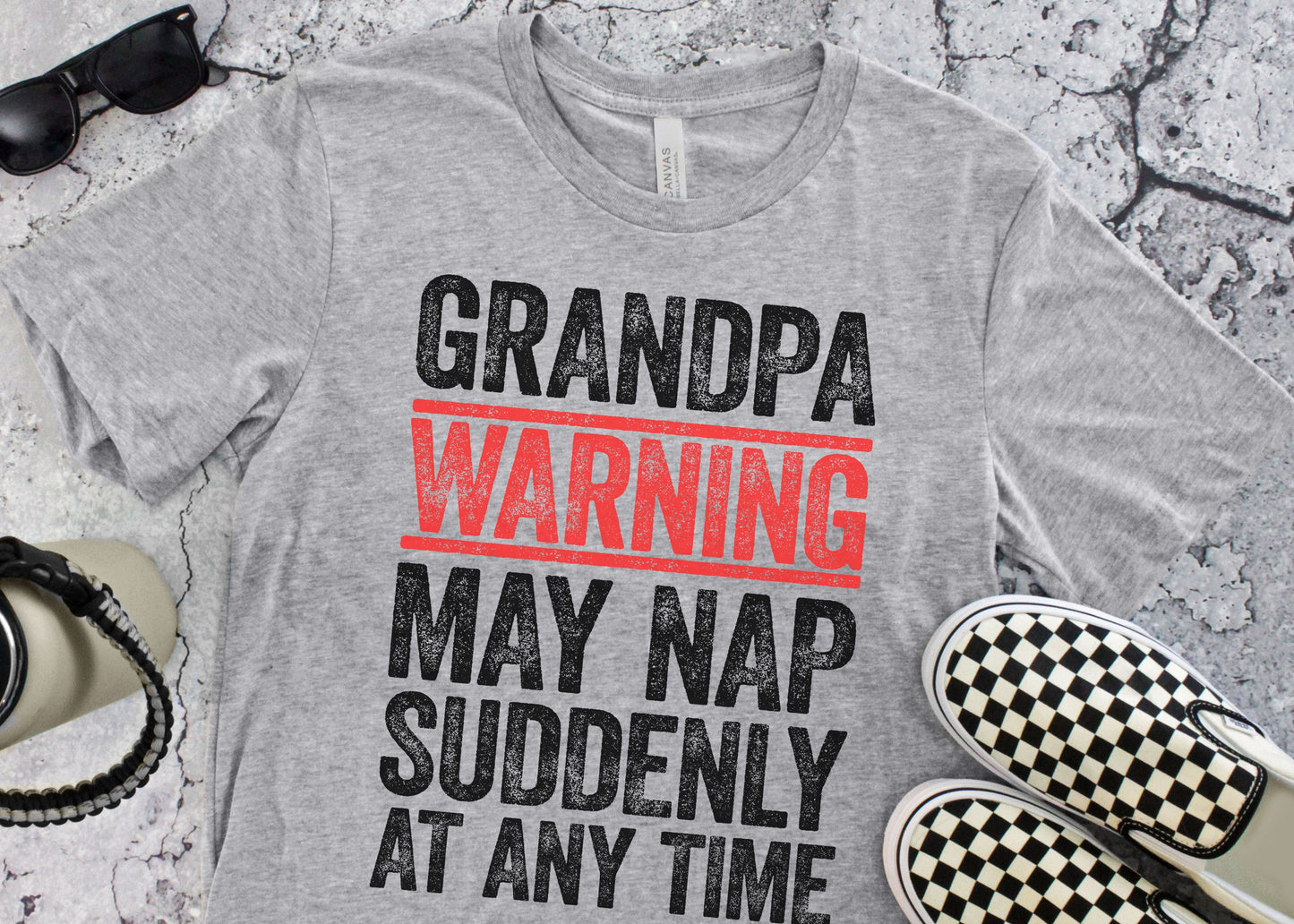 Grandpa Warning May Nap Suddenly At Any Time T-Shirt - Funny Mens Best Papa Shirt - New Grandfather TShirt Grandpa Gag Gift Father's Day