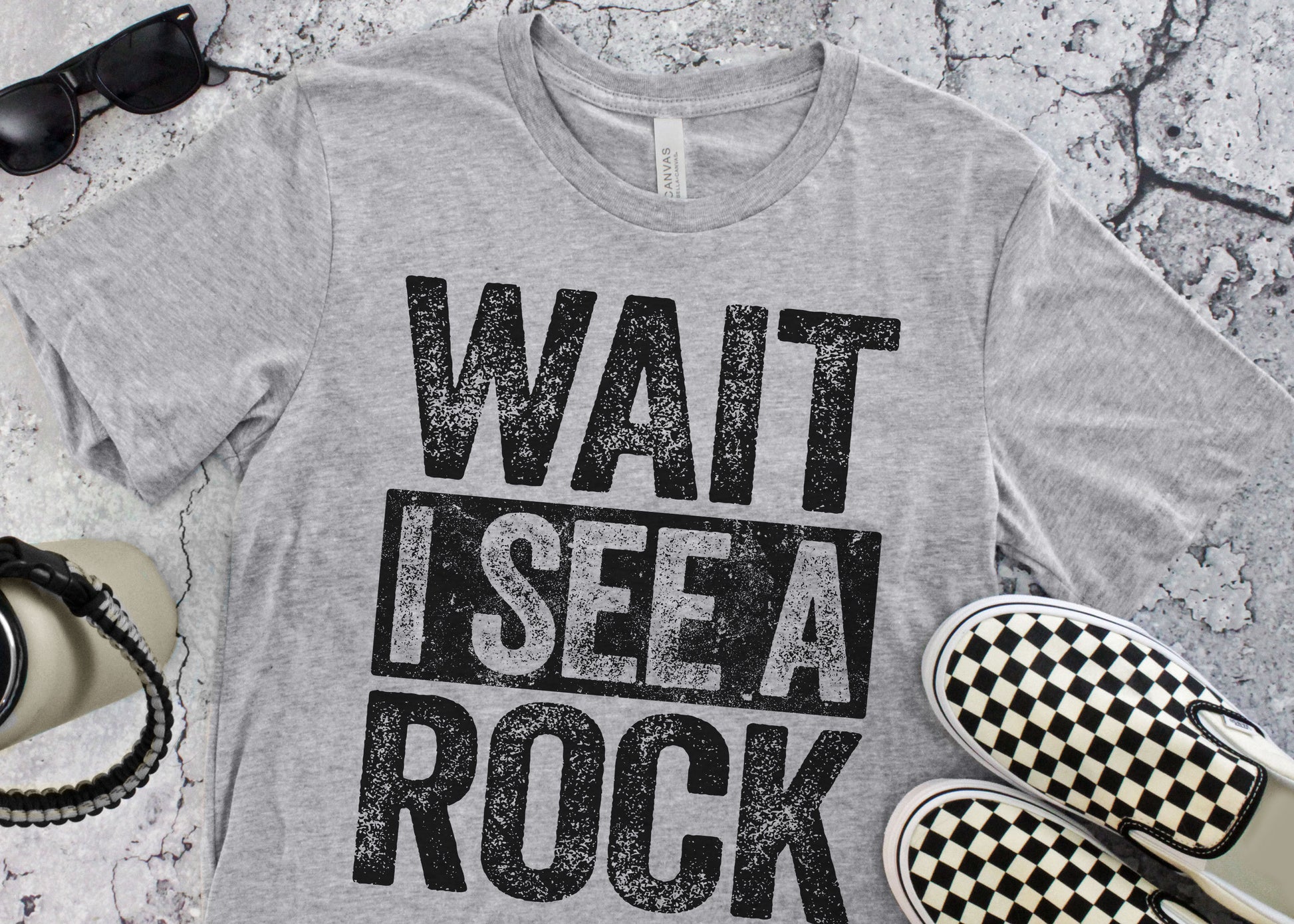 Wait I See A Rock T-Shirt - Unisex Funny Rock Collector Shirt - Vintage Geology Gift Rock Lover Geologist TShirt for Birthday Christmas