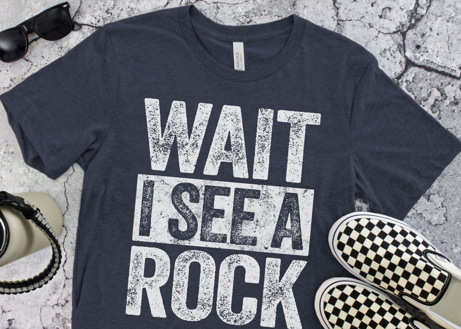 Wait I See A Rock T-Shirt - Unisex Funny Rock Collector Shirt - Vintage Geology Gift Rock Lover Geologist TShirt for Birthday Christmas