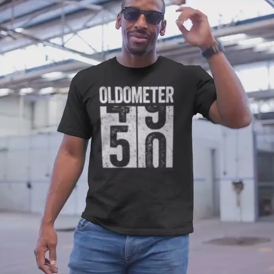 Oldometer 50 T-Shirt - Unisex Funny 50 AF Mens 50th Birthday Shirt - Born in 1975 Gift Vintage TShirt